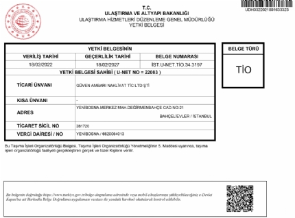 TİO Yetki Belgesi